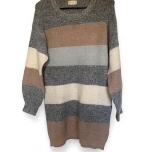 Altard State size small grey and brown striped sweater dress